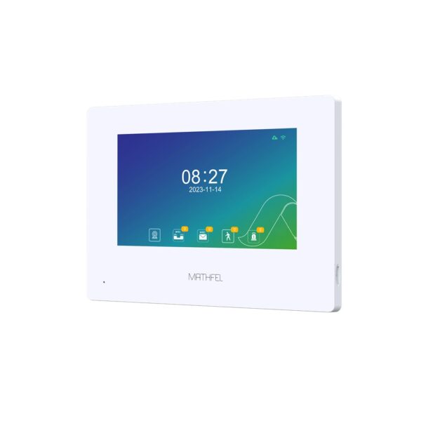 2 Draht BUS IP 7 Zoll Monitor Touchscreen in Weiß als Erweiterung Full HD Auflösung mit WLAN
