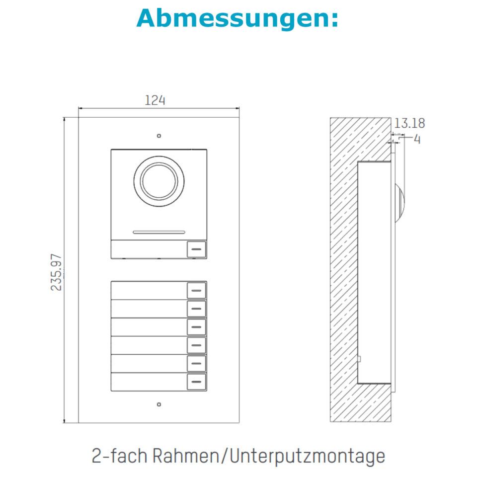 4 Familienhaus LAN IP Video Türsprechanlage IP65, 170° Full HD Kamera in Anthrazit, Aufputz oder Unterputz Montage – Bild 3