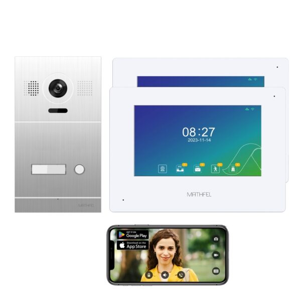 2 Draht Video Türsprechanlage für 1 Teilnehmer mit Aufzeichnungsfunktion, 7 Zoll LCD-Monitor, Nachtsichtfunktion – Silber Kamera