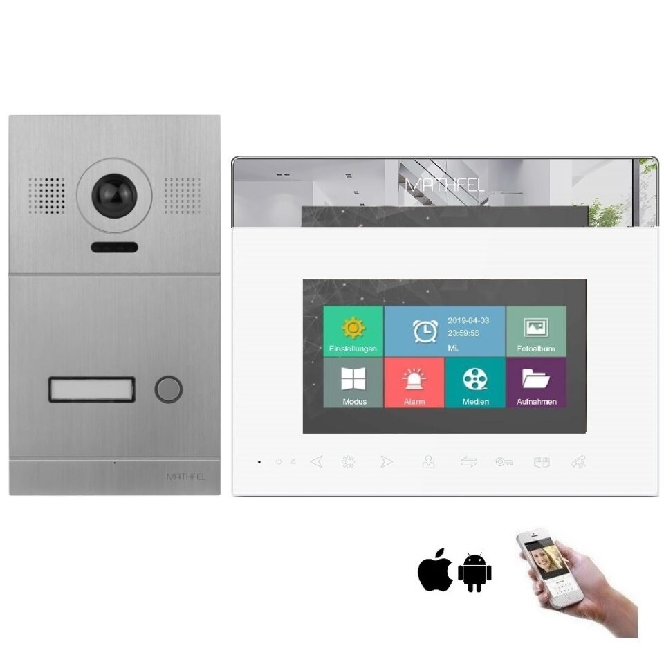 4 Draht WLAN Video Türsprechanlage 170 Grad HD Auflösung-Silber