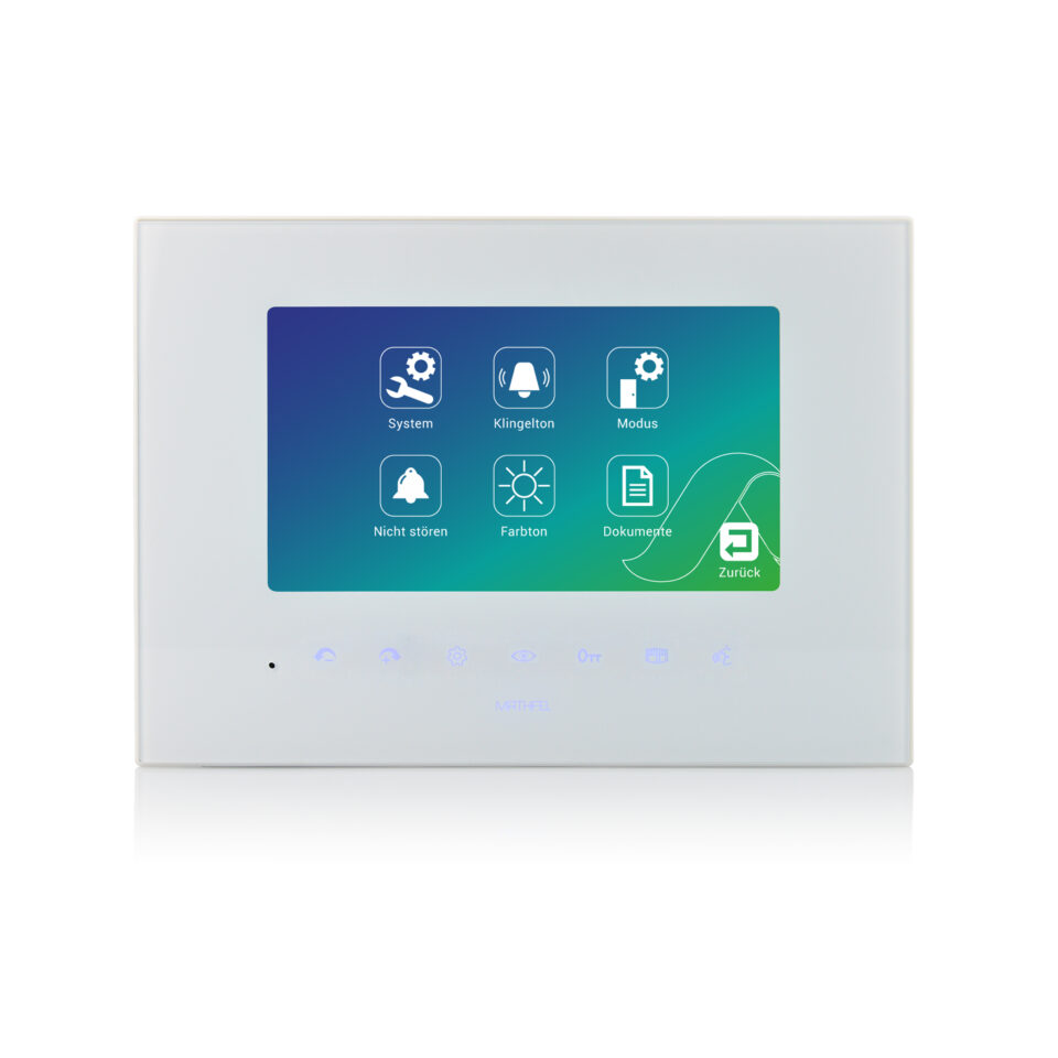 4 Draht 7 Zoll Monitor Touchscreen in Weiß mit WLAN Schnittstelle als Erweiterung
