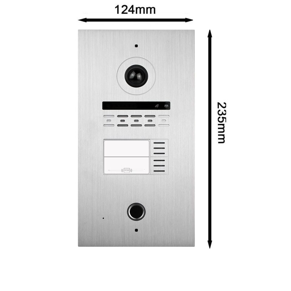 2 Familienhaus 2 Draht BUS WLAN Video-Türsprechanlage, 7 Zoll Monitor mit Full HD 2 Megapixel 170 Grad Weitwinkelkamera -Außenstation in Silber mit RFID und Fingerprint – Bild 2