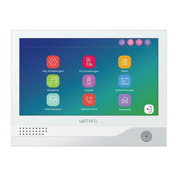 7 Zoll Monitor Touchscreen in Weiß mit WLAN als Erweiterung für 2-Draht BUS mit Gesichtserkennung