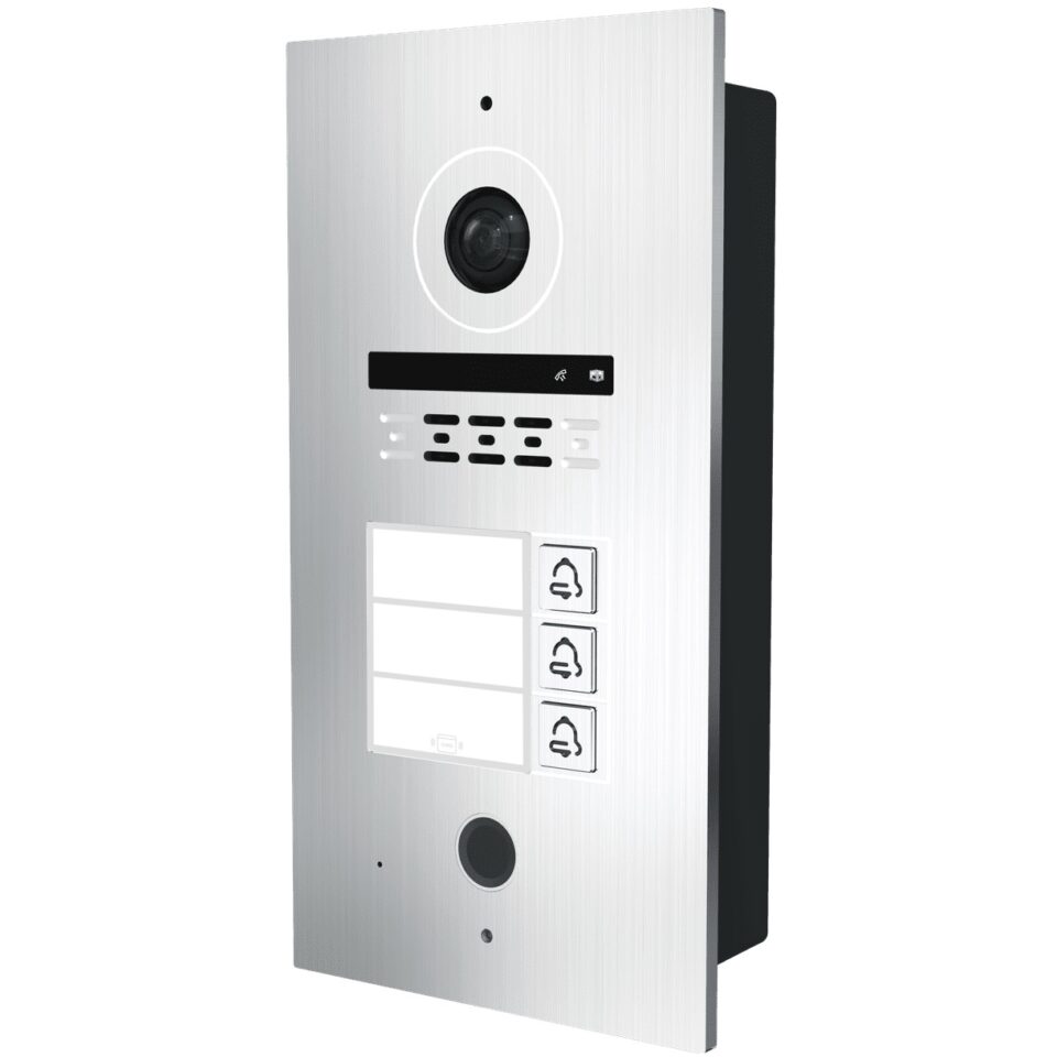 2 Draht BUS Video Türsprechanlage mit Fingerprint und RFID für 3 Familienhaus WLAN - Außenstation in Silber – Bild 3